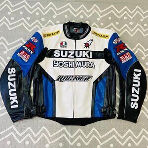 Joe Rocket SUZUKI Moto Racing Motorcycle Leather Jacket Embroidered
